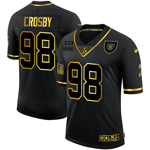 Las Vegas Raiders #98 Maxx Crosby Men Nike 2020 Salute To Service Golden Limited NFL black Jerseys->san francisco 49ers->NFL Jersey